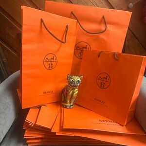Auth Hermes Small Shopping Bag Orange Iconic New